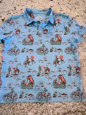 BURLEBO Cowboy Up & Cactus Print Polo